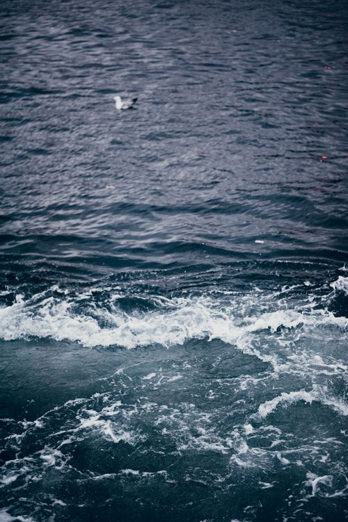 Free Ocean waves splashing with a moody sky, perfect for dramatic seascape imagery. Stock Photo