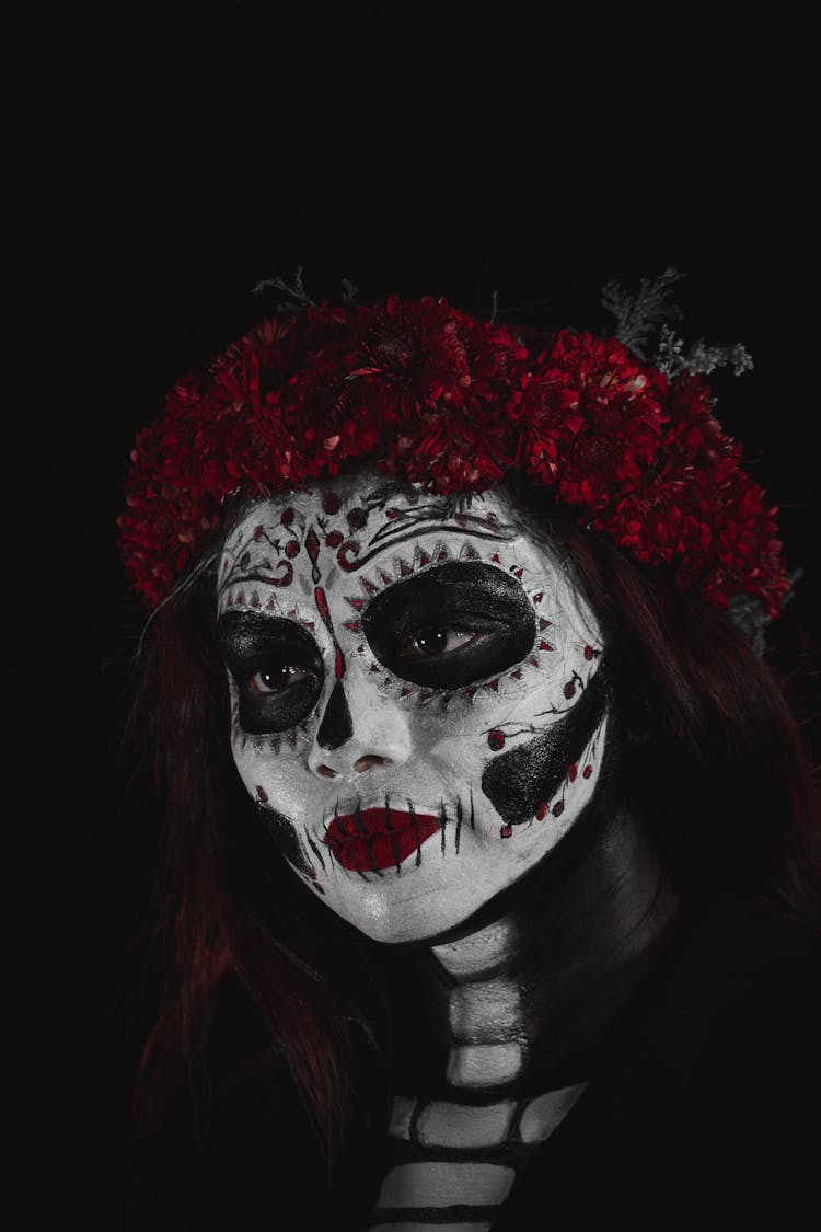 A Woman With Skull Makeup During The Day Of The Dead Festival In Mexico
