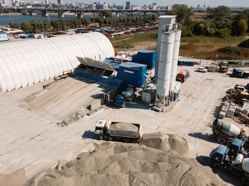 Birds Eye View of a Concrete Batching Plant