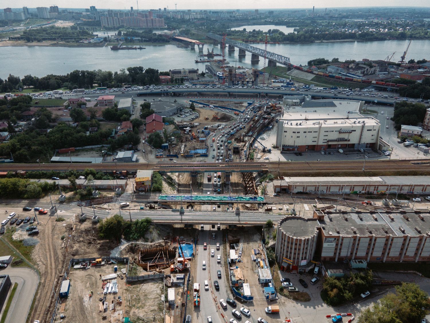 Aerial construction site overview
