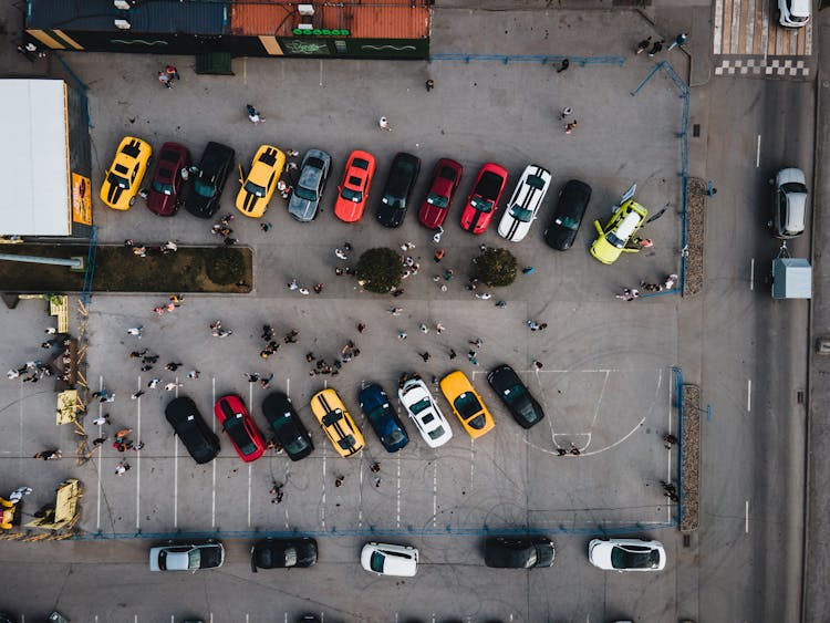 Aerial View Of Parked Cars