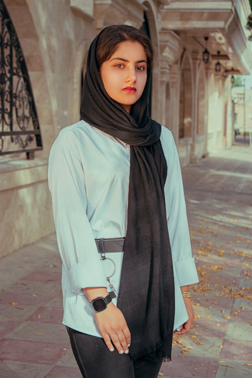 Woman Wearing Black Hijab Standing