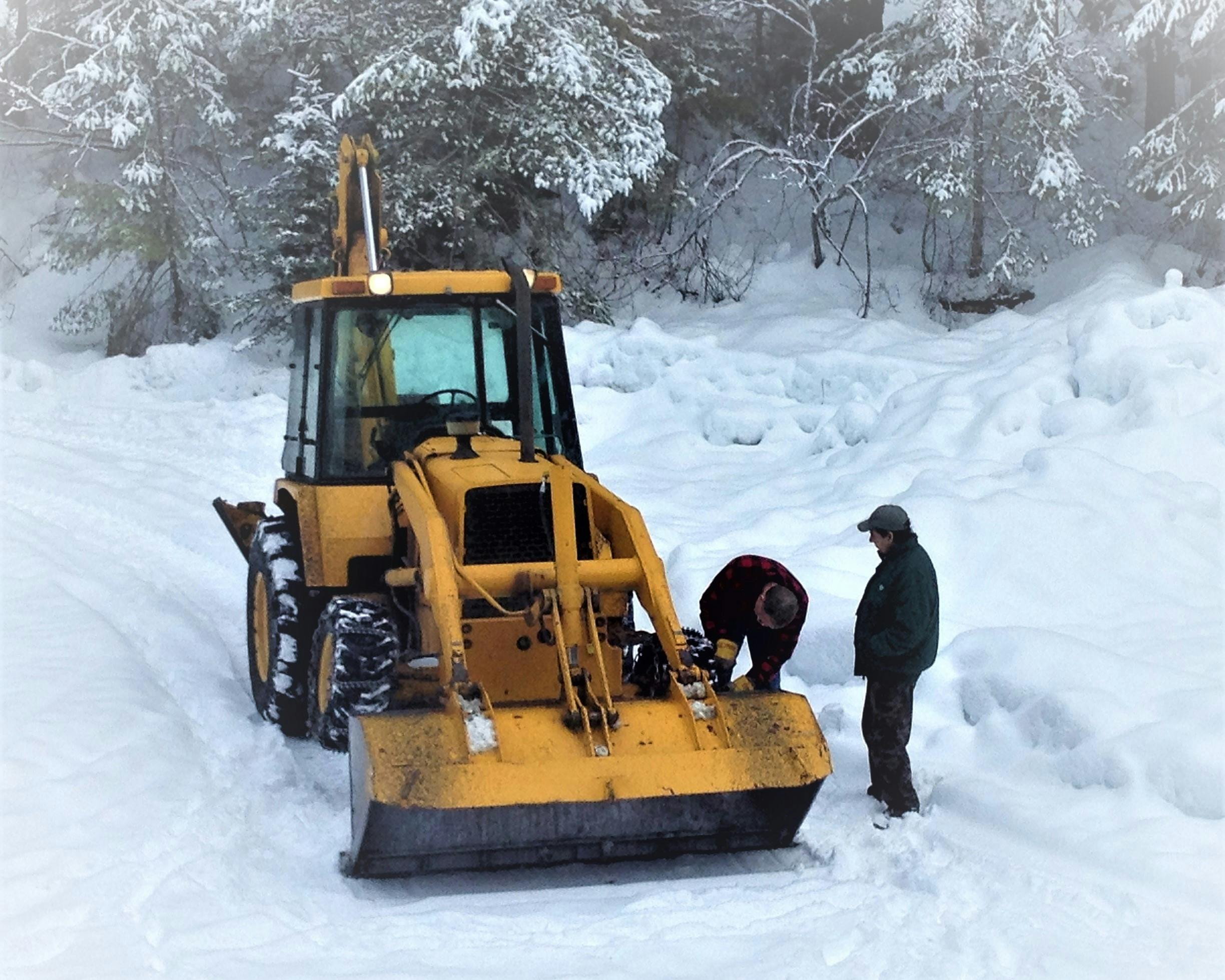 Free stock photo of men, snow, tractor
