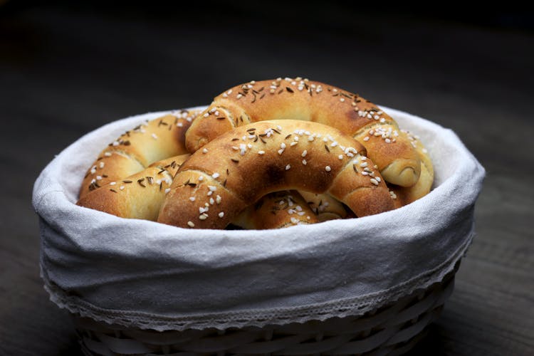 Close-Up Shot Of Breads In A Bowl