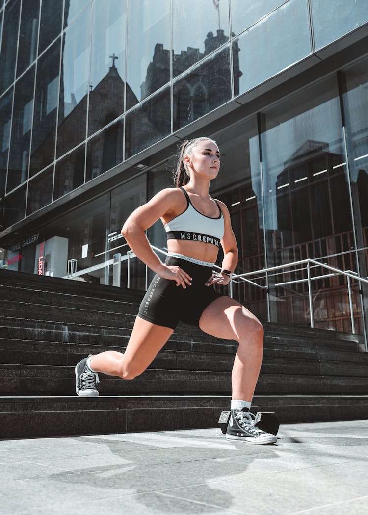 Woman Working Out On Steps