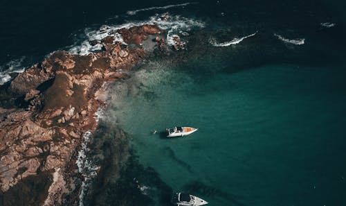 Gratis lagerfoto af båd, droneoptagelse, hav