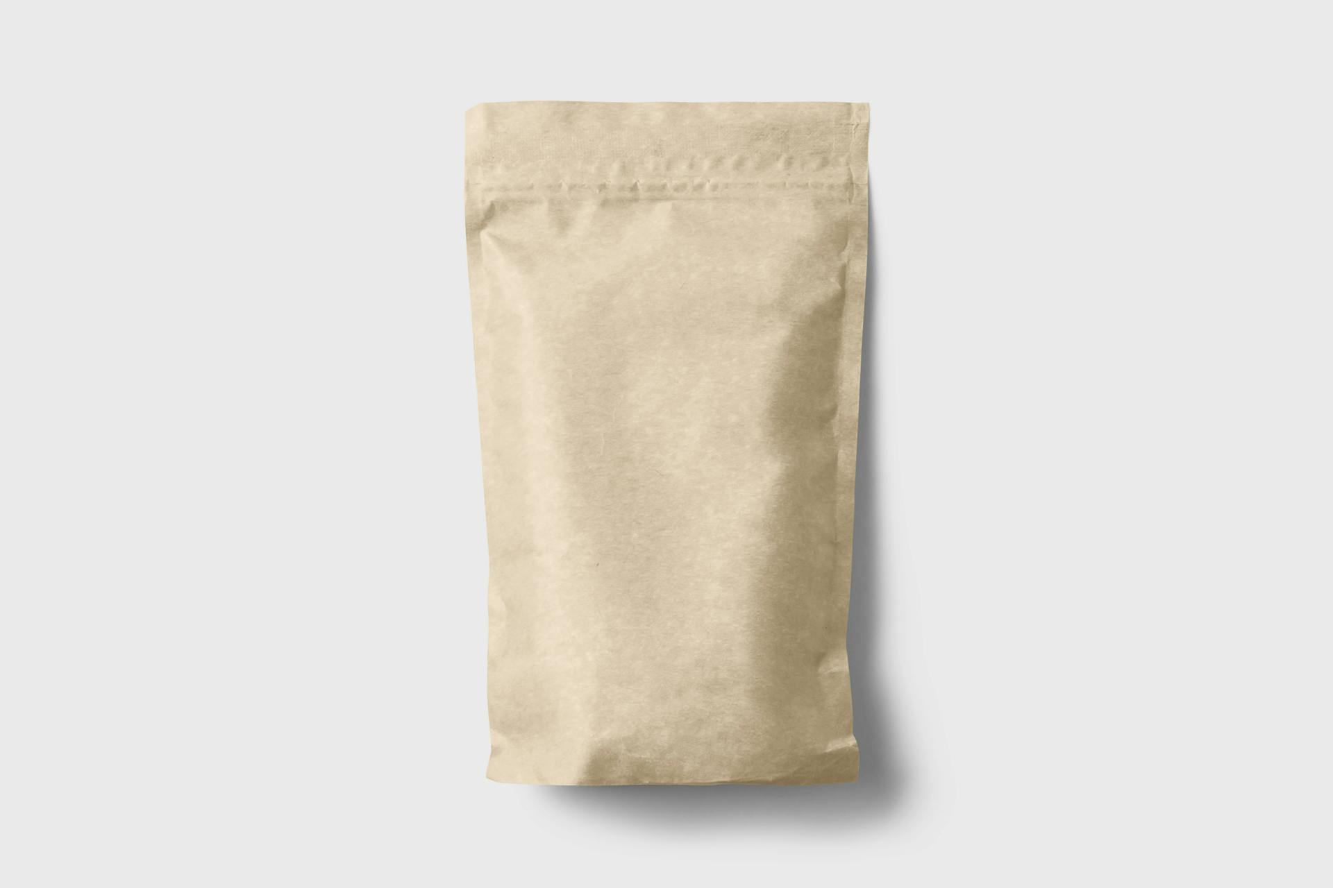 High-quality kraft paper sachet mockup for eco-conscious packaging design.