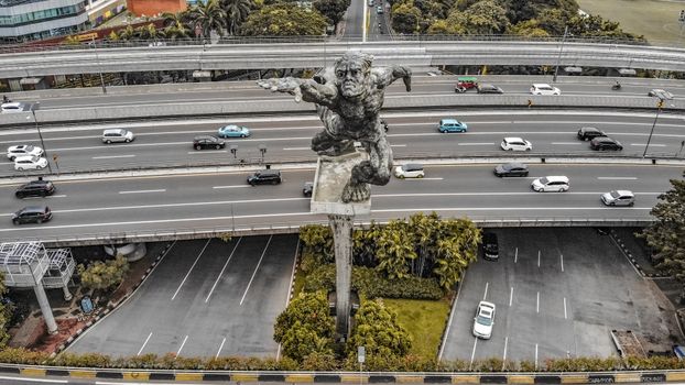 Aerial view of Dirgantara statue also known as Tugu Pancoran Monument is an iconic Indonesa National Monument