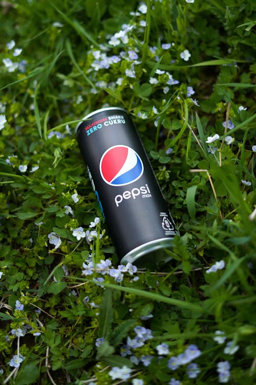 Free Pepsi Max Can on Green Grass Stock Photo
