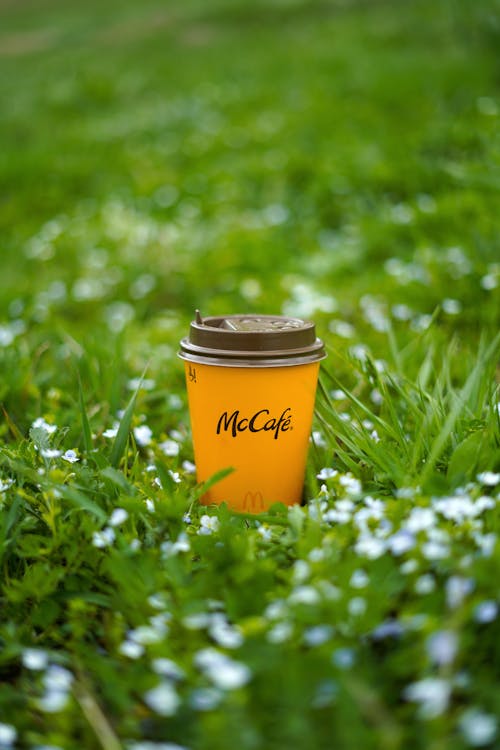 A Cup of Coffee from McCafe in the Grass