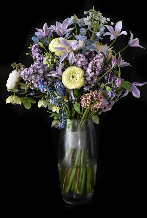 Colorful Flowers on a Glass Vase