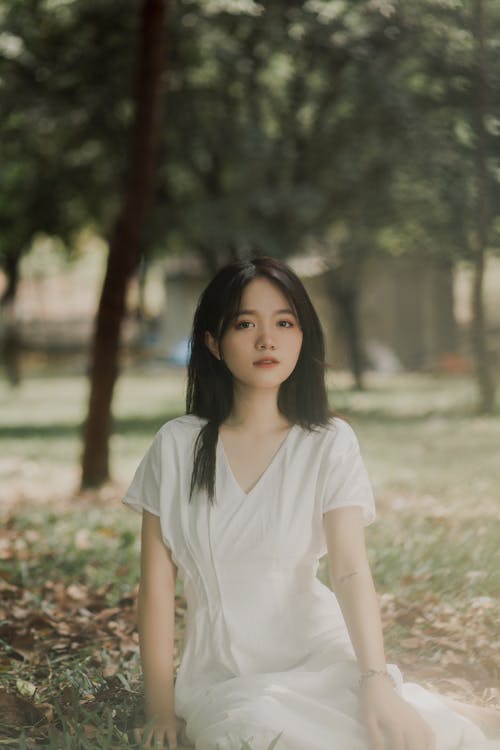 Portrait of Asian Woman in Park