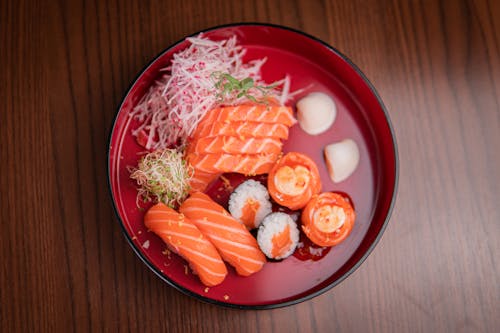 Fresh Sushi on a Ceramic Bowl