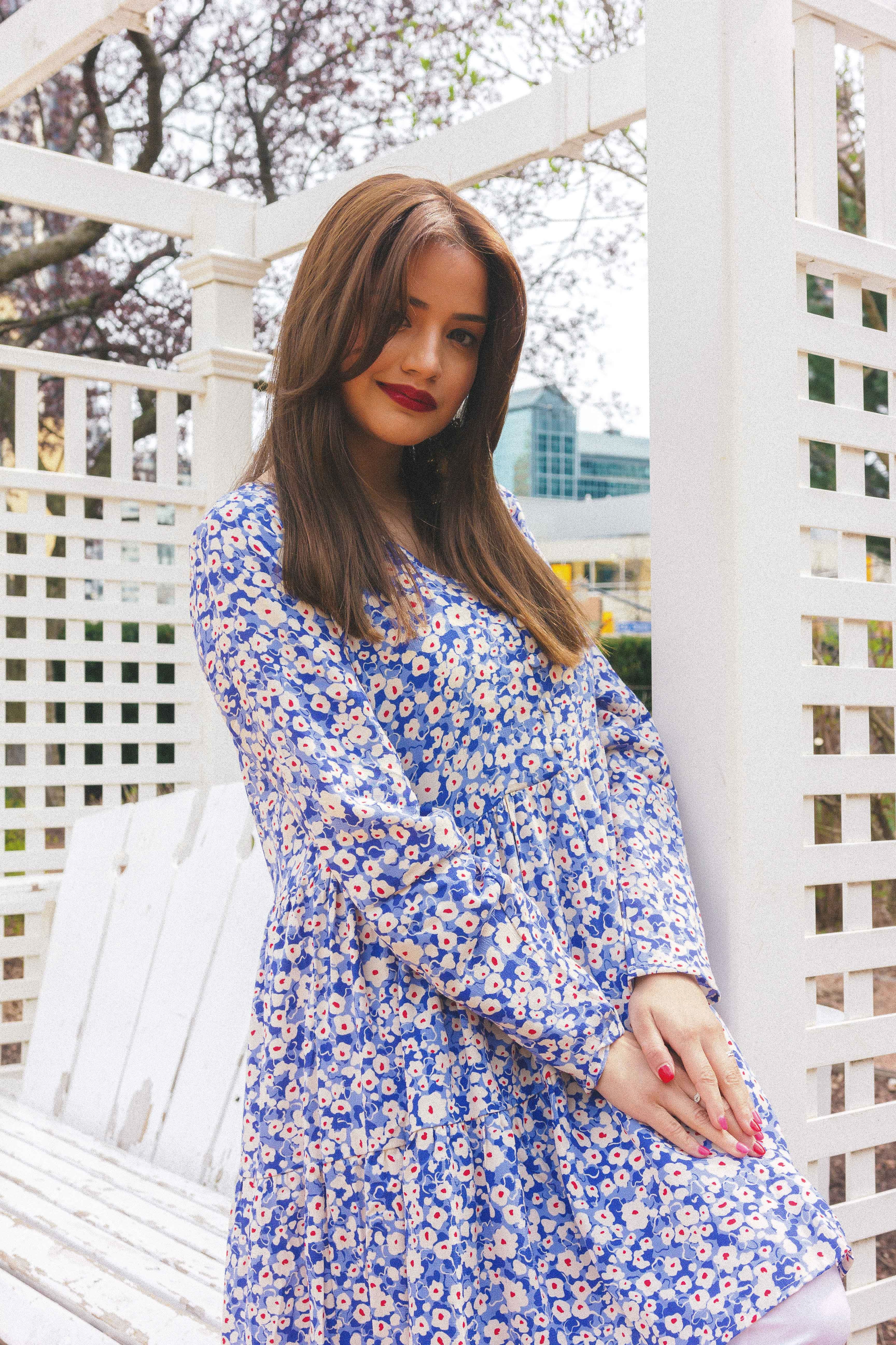 Beautiful Woman in Floral Dress · Free Stock Photo
