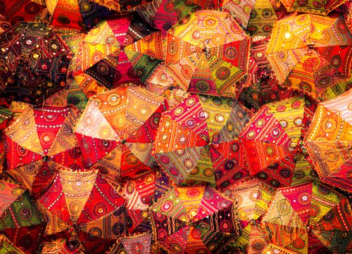 Free Colorful close-up of traditional Indian umbrellas in New Delhi, India. Stock Photo