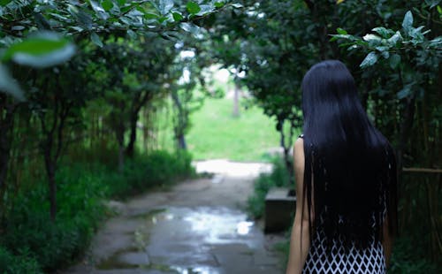 Woman In Dress Walking