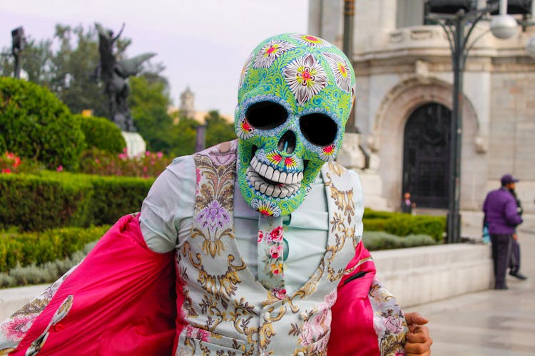 Man Wearing Skull Mask