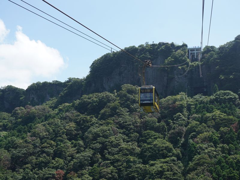 Aerial tram above a fall gorge