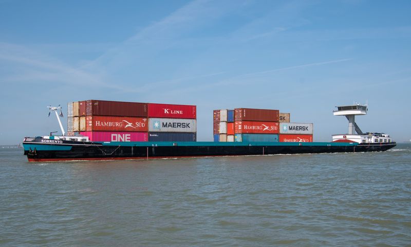 Container ship at sea