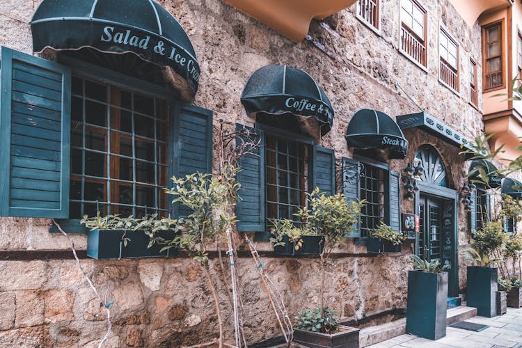 Awnings And Windows Of A Restaurant