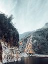 Gray Rocky Mountain With River