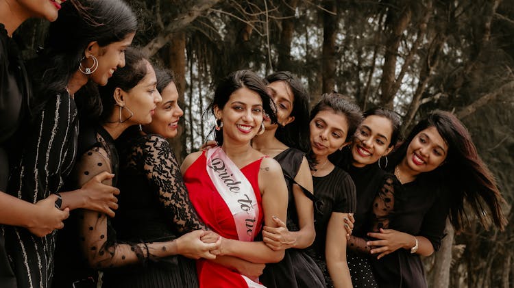 Group Of Hindu Girls On A Bachelorette Party