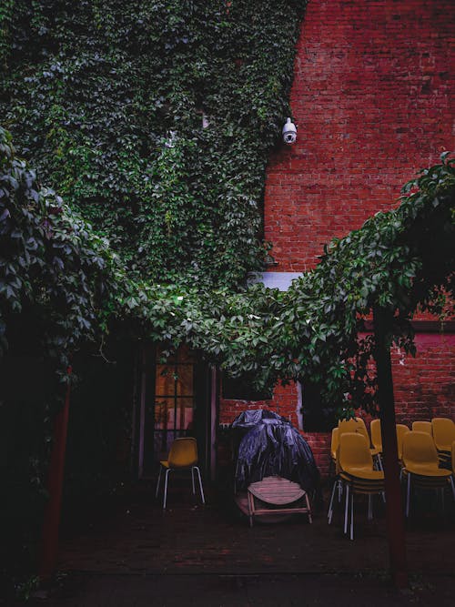 Free Tables and Chairs in the Garden Stock Photo