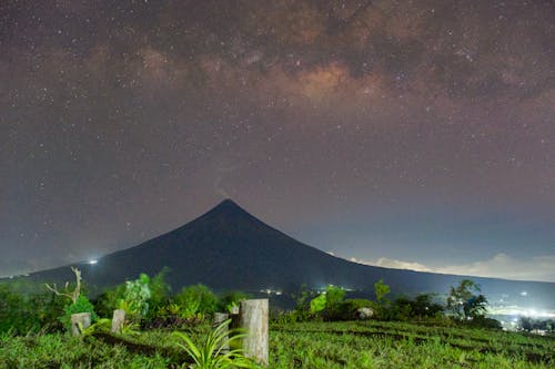 Green Grass Field Under Starry Night