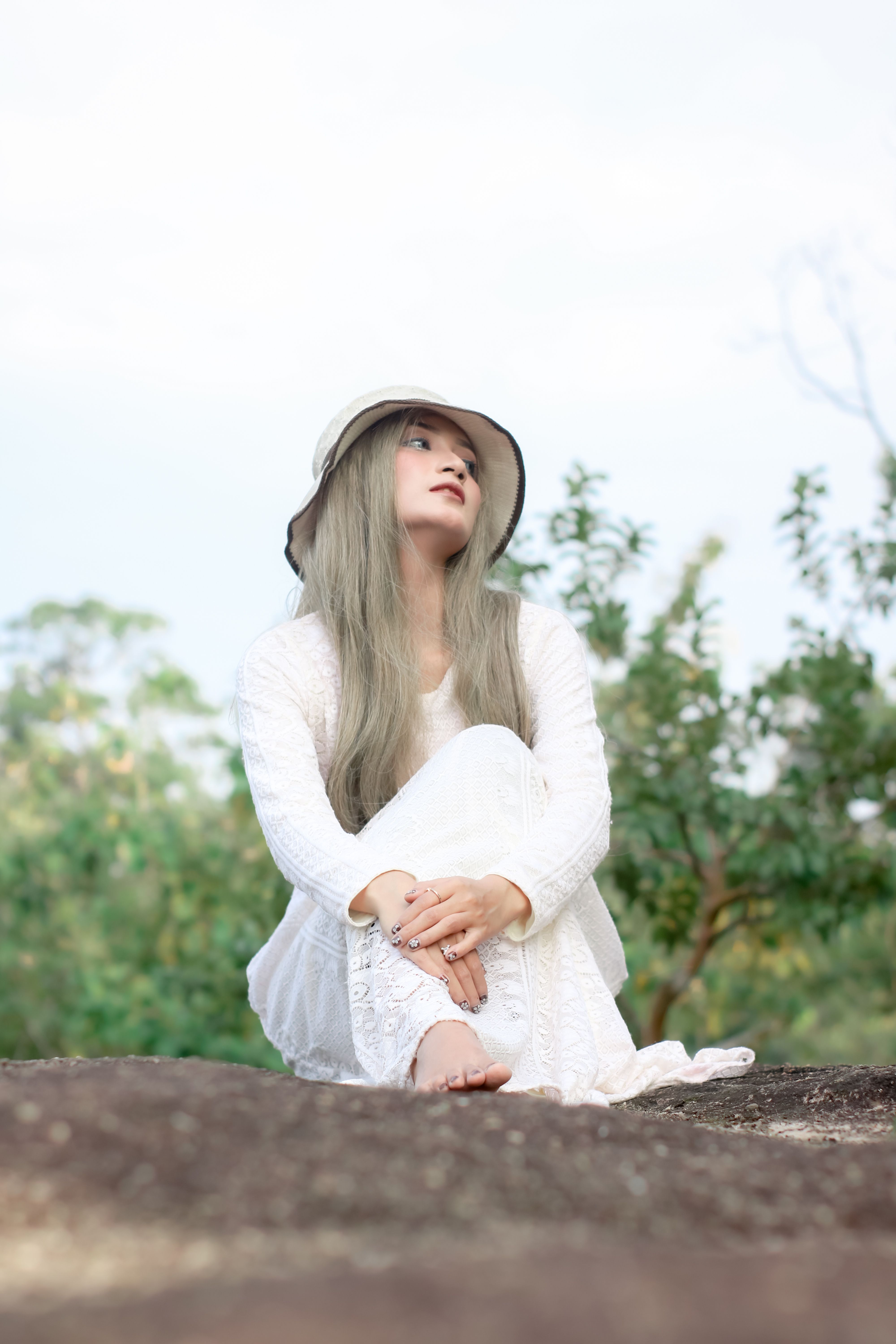 Woman in White Long Sleeve Dress · Free Stock Photo