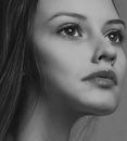 Womans Face in Grayscale