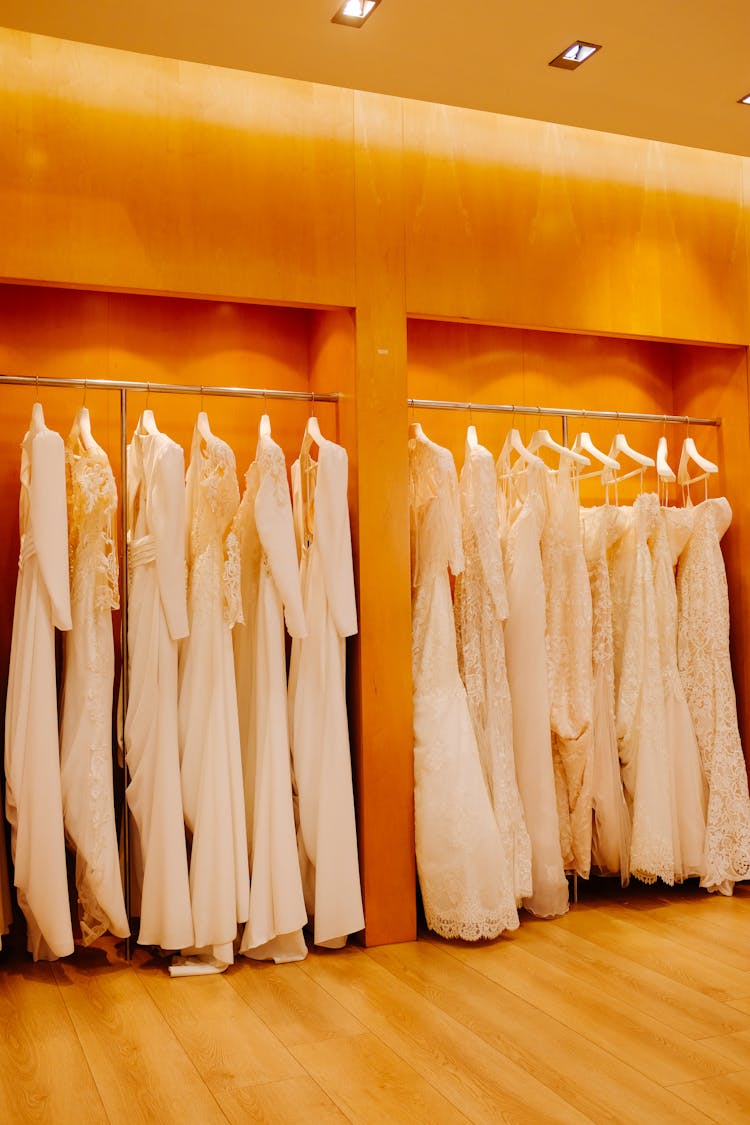 Wedding Dresses In A Bridal Salon 