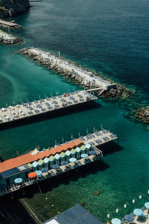 Aerial View of a Beach Restaurant in Sorrento Italy