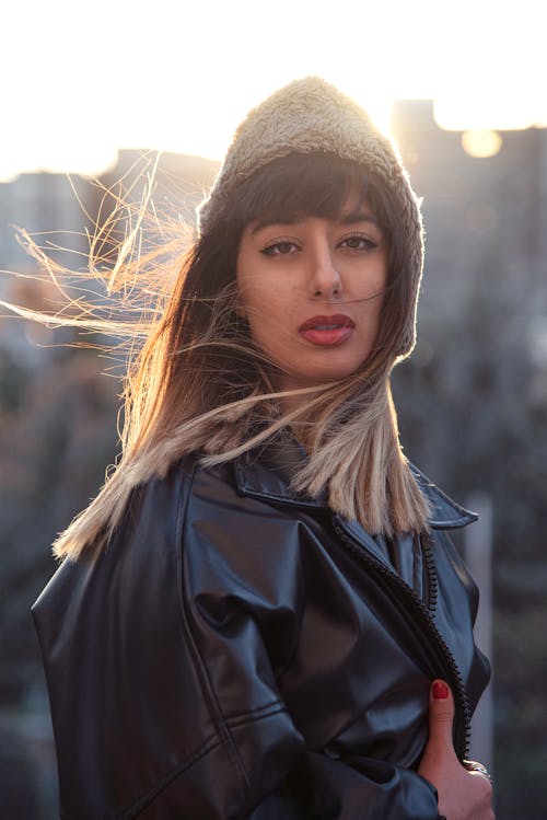 A Woman in Black Leather Jacket