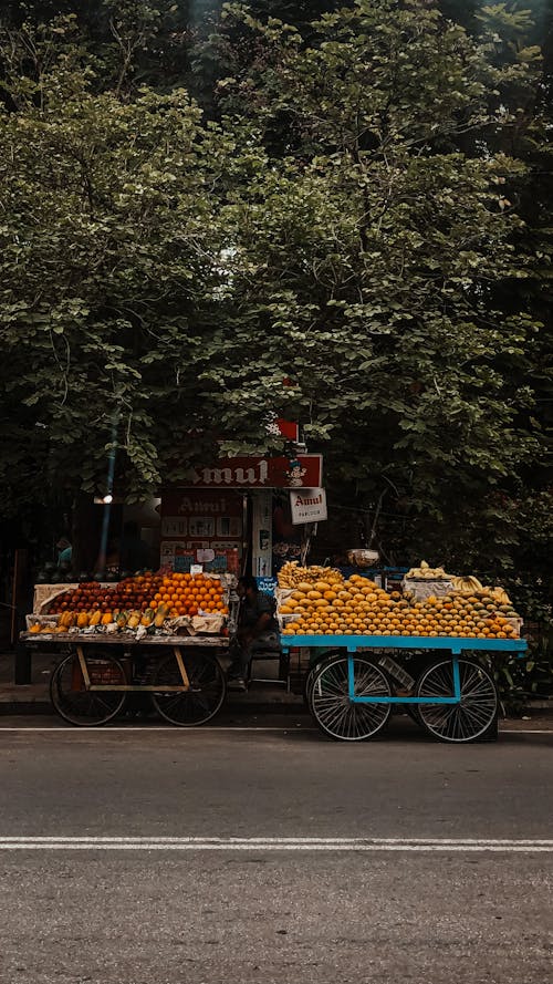 Fruits Vending in Wheel Carts on the Street