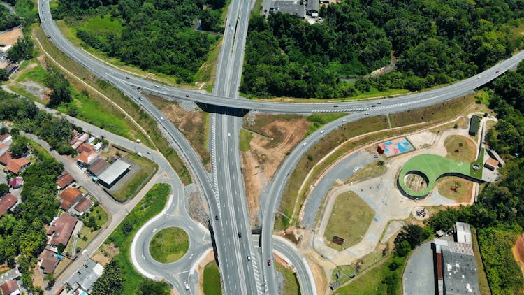 Aerial Shot Of A Road Network