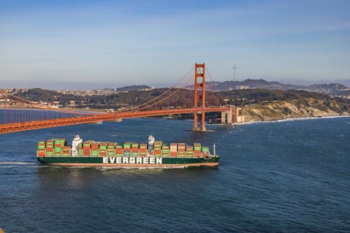 A Cargo Ship Passing Through the San Francisco Bay