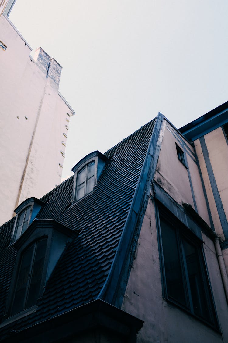 Old House Roof With Windows