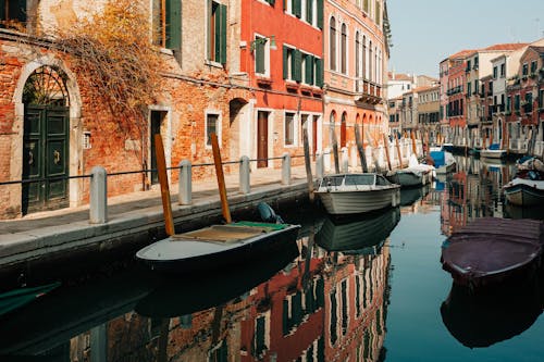 Free Boats Docked at a Canal Stock Photo