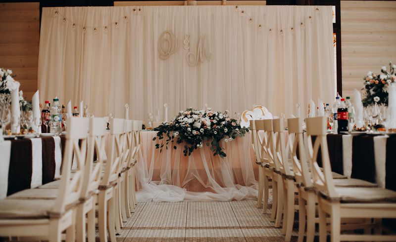 Rustic wedding ceremony setup
