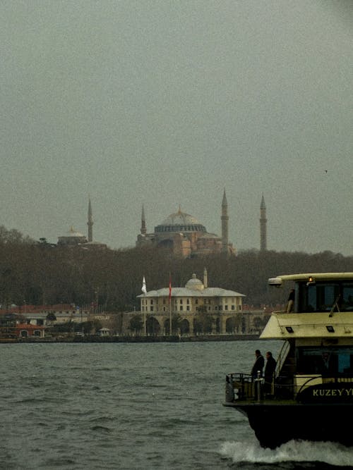 View from Bosporus of Mosque and Minarets in Istanbul