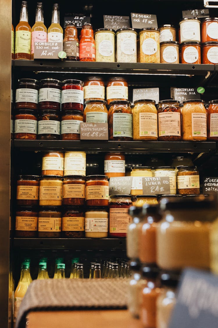 Shelves With Jars In Shop