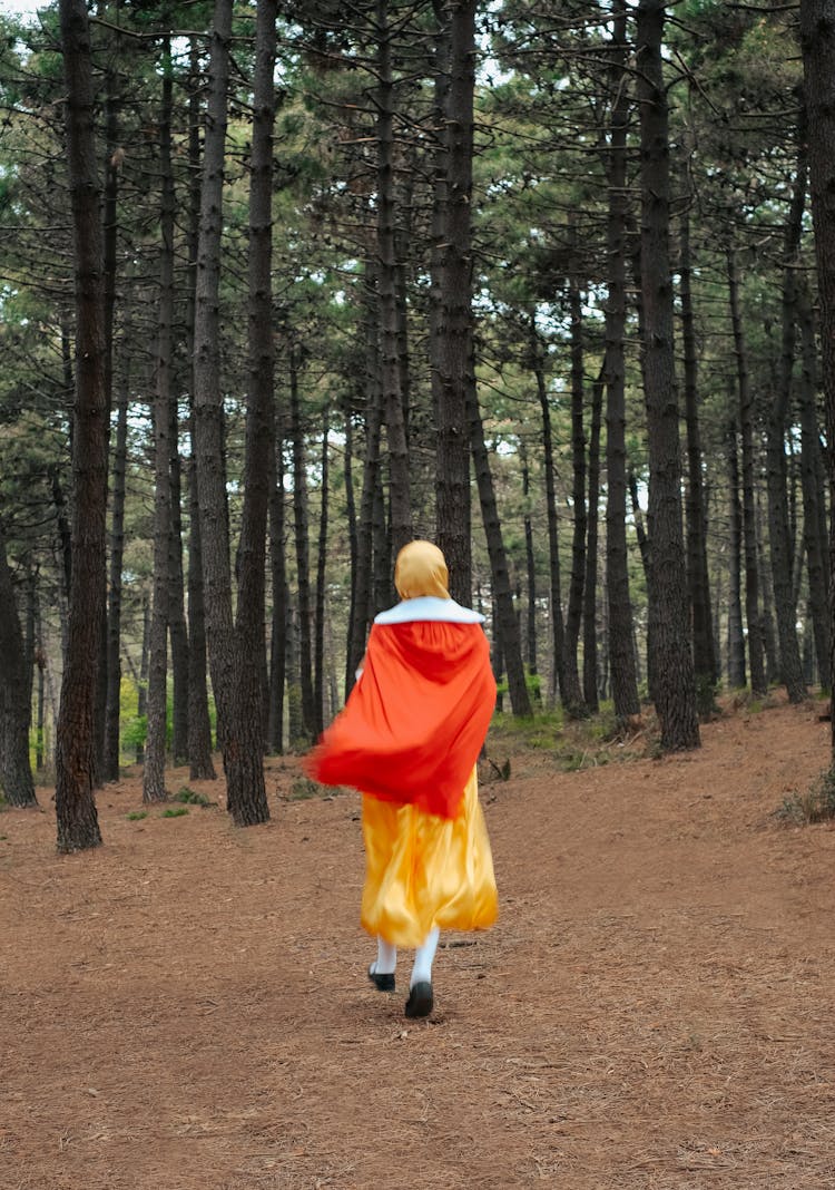 Woman In Costume Walking In Park