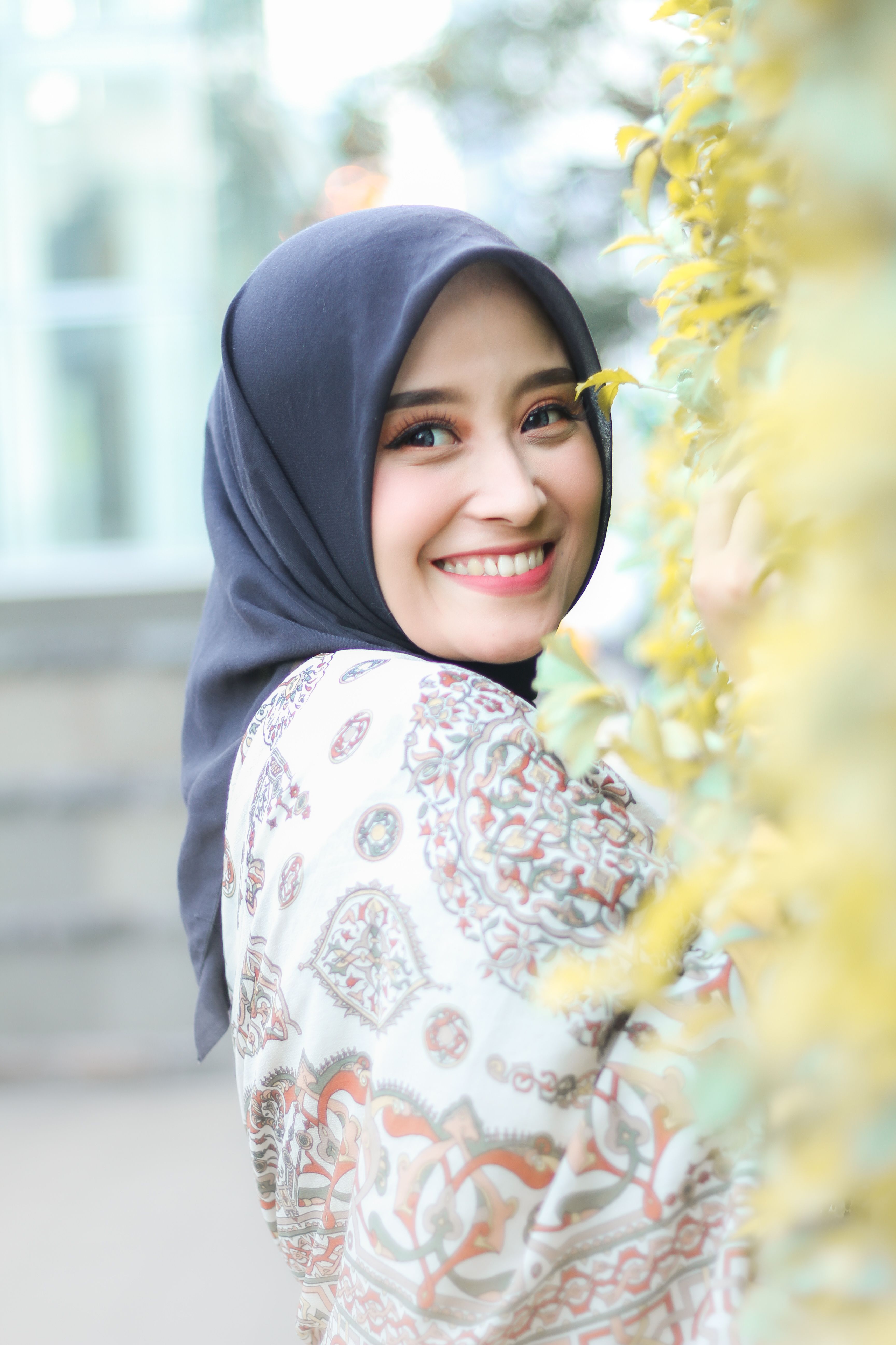 A Smiling Woman on Blue Hijab · Free Stock Photo