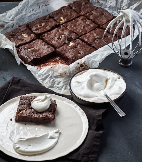 Brownie with Whipped Cream