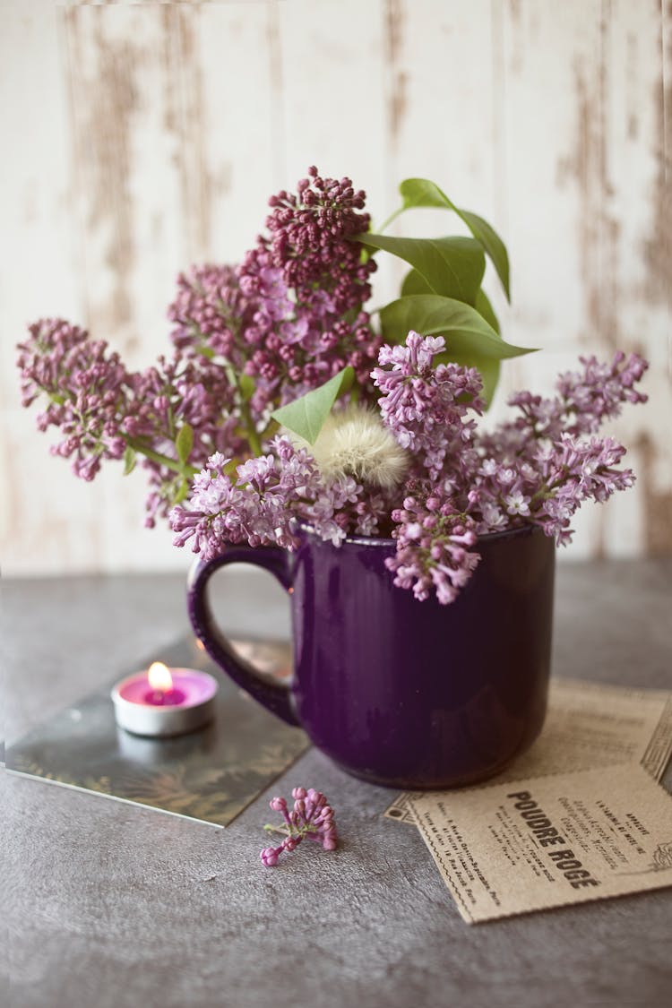 Lilac Flowers In A Mug 