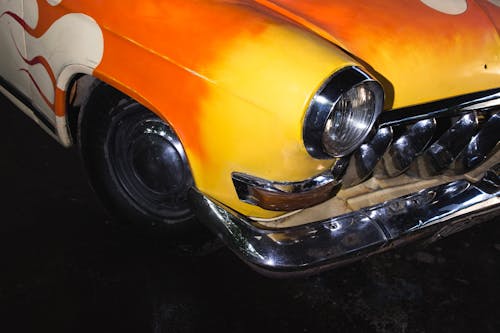 Free Chromed Front Grill of a Vintage Car Stock Photo