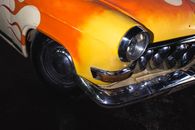 Fire car. Hot road. Old wheel. Lowride