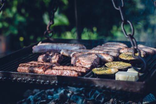 Grilled Meat on Charcoal Grill