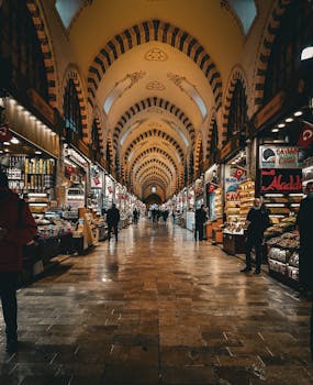 Experience the vibrant atmosphere of Istanbul's historic Spice Bazaar, a hub of commerce and culture.