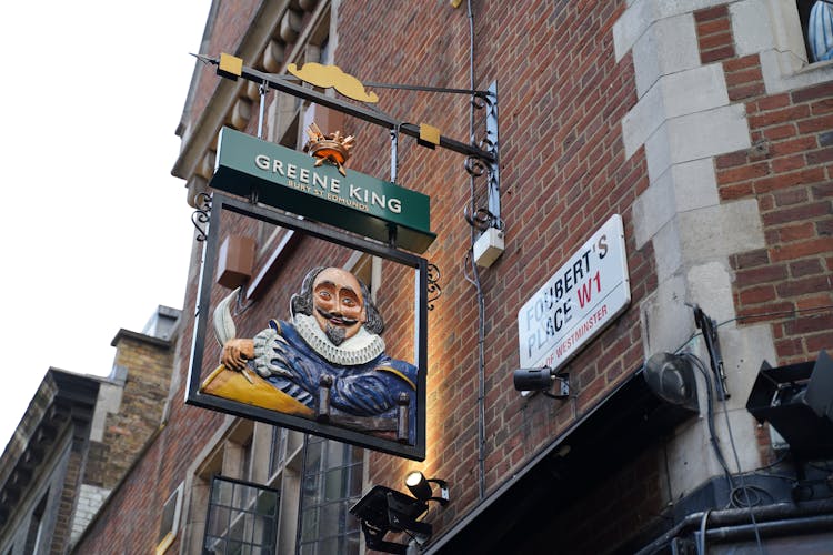 Pub Sign With Shakespeare Image